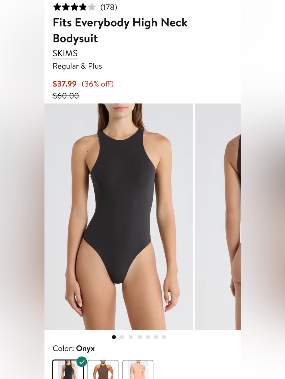 SKIMS Charcoal High-Neck One-Piece Swimsuit